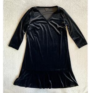 J. JILL Wearever Black Velvet Dress Womens Small Minimalist Goth Witchy Mini